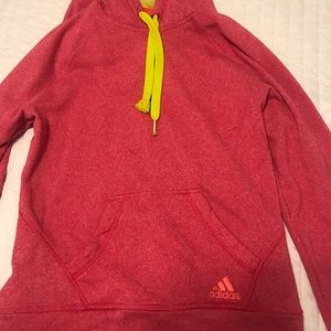 Adidas Pink and Neon Yellow Hoodie